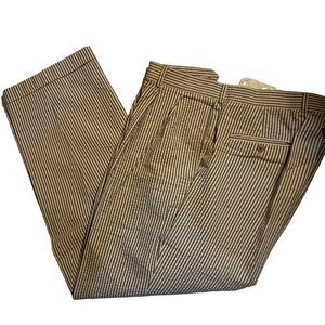 Off The Cuff Men’s Blue Seersucker Pants 38x29 Striped Preppy Golf Casual